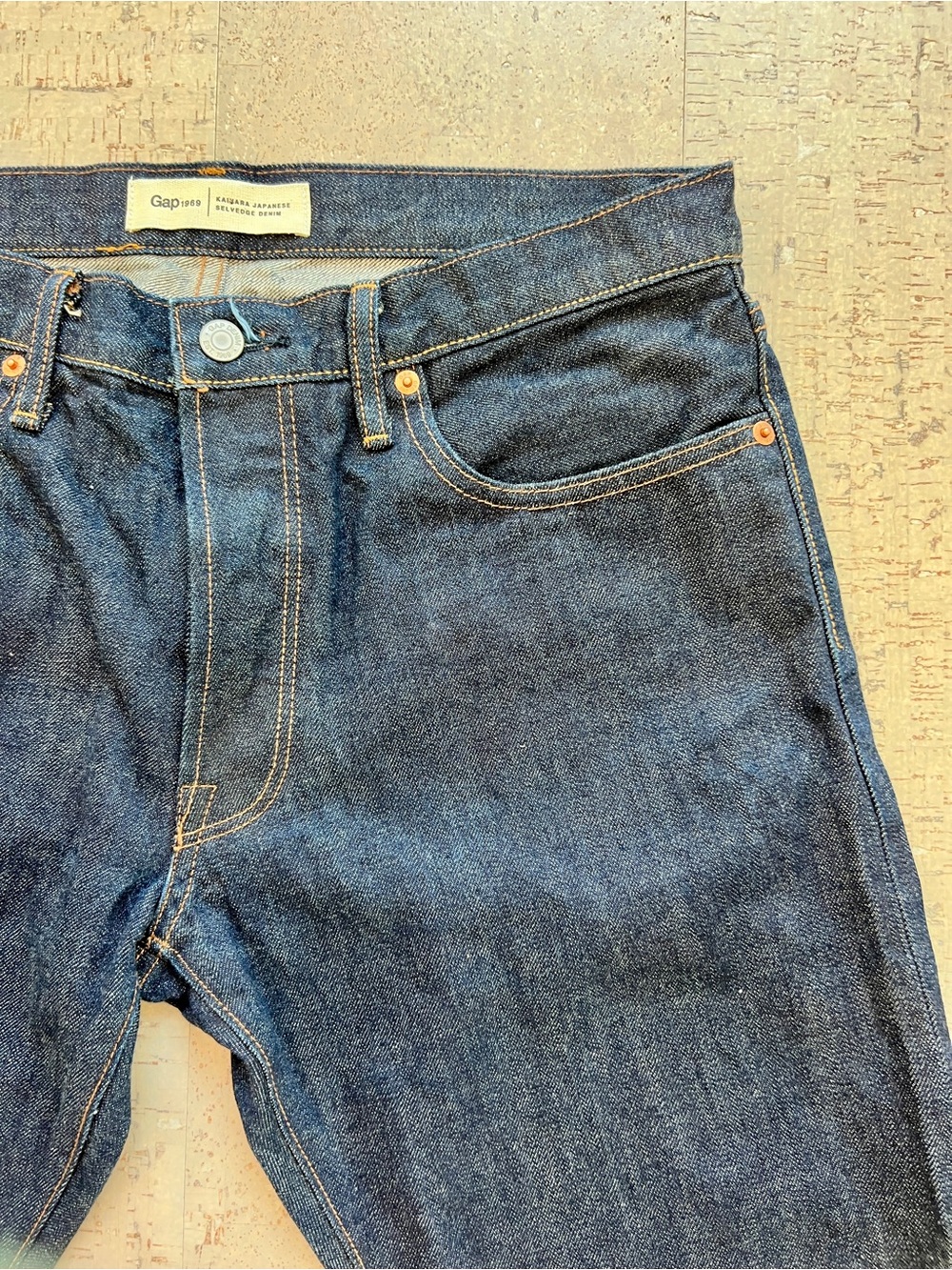 Gap 1969 Kaihara Japanese Selvedge Denim Jeans Straight 32x30 Dark Wash - Picture 2 of 14